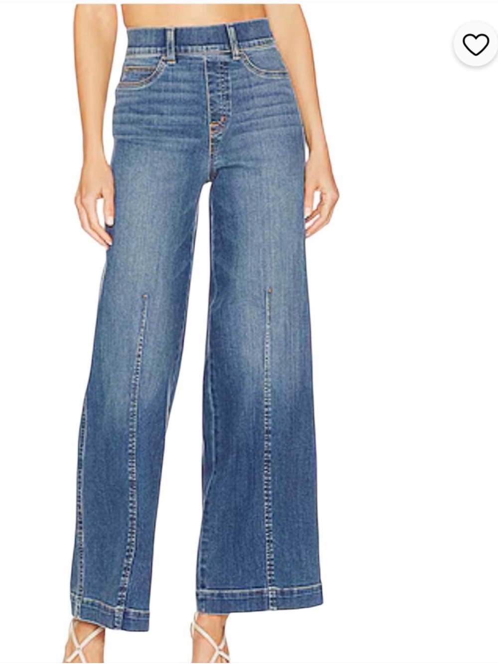 SPANX Wide-Leg High-Rise Jeans in Blue Denim